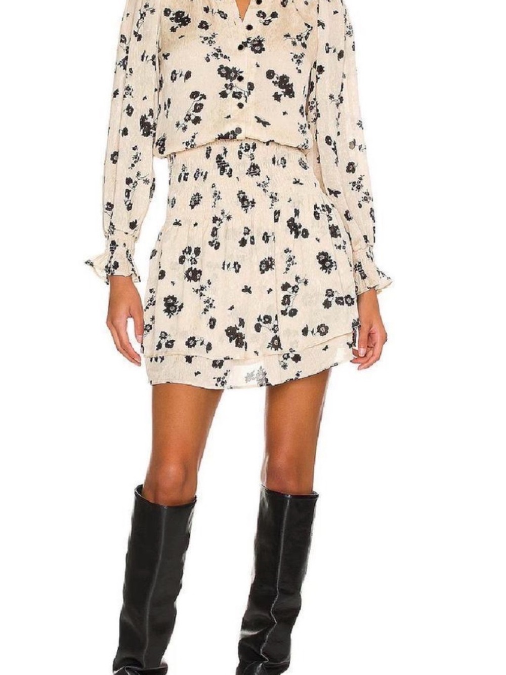 Heartloom Cream Floral Long-Sleeve Mini Dress